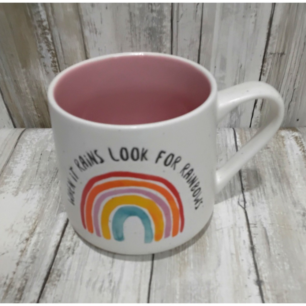 Good Day Rainbow Mug "When It Rains Look For Rainbows" Ceramic‎